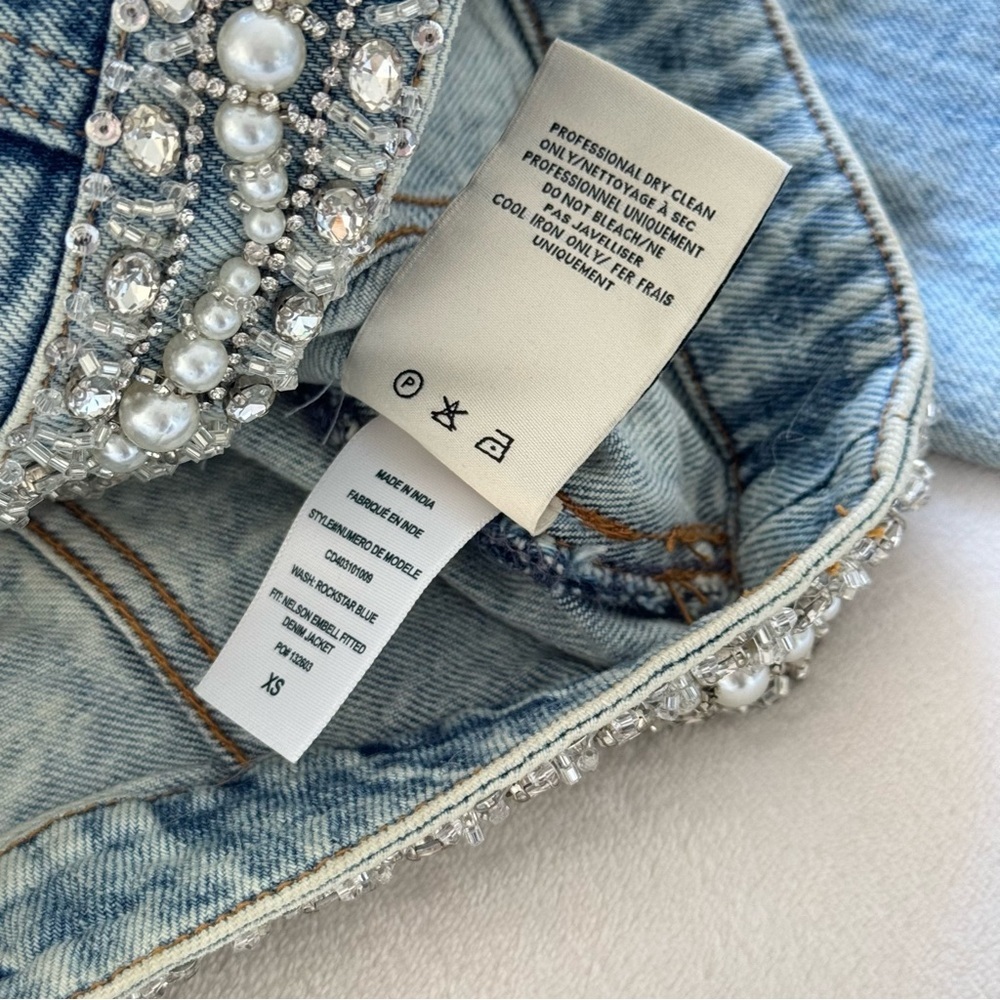 NWOT! Alice + Olivia Nelson Embellished Denim Jacket, Size XS - Picture 8 of 17